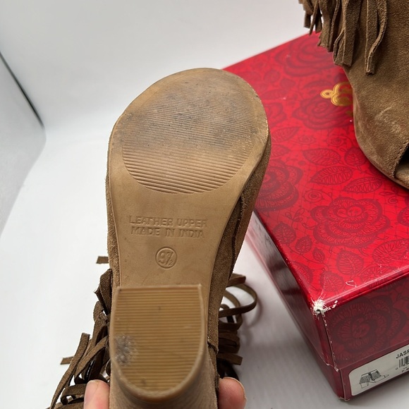 Carlos By Carlos Santana Jasper 2 Peep Toe Fringe Ankle Booties Women's Sz 9.5 M - Picture 6 of 7